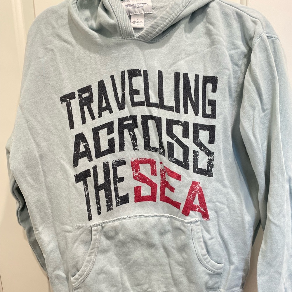 Sonoma Travelling Across The Sea. Gently Used Size Large Hoodie.